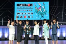 イベントの様子。左から岩田光央、日野聡、小野大輔、神谷浩史、島崎信長、花江夏樹。