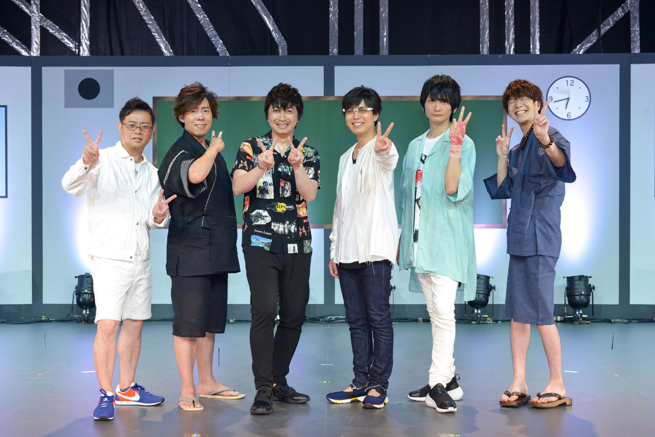 イベントの様子。左から岩田光央、日野聡、小野大輔、神谷浩史、島崎信長、花江夏樹。