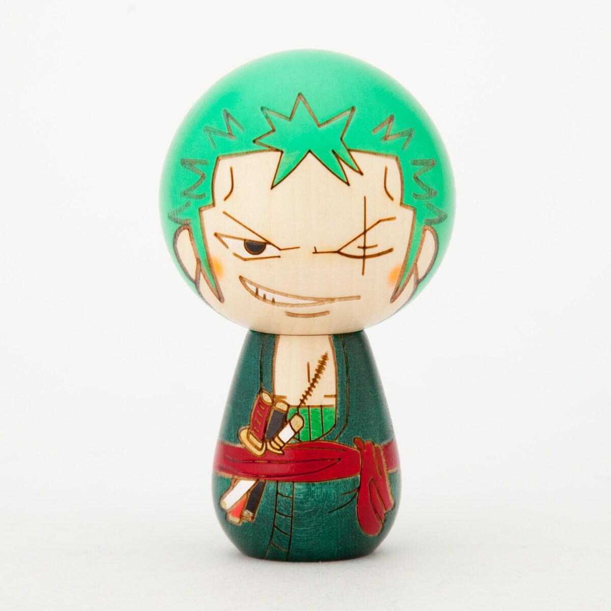 卯三郎こけし　ルフィ　チョッパー　ナミ　ゾロ　麦わらの一味　ワンピース ONE PIECE」ルフィ、ゾロ、チョッパーがこけしに、卯三郎こけし