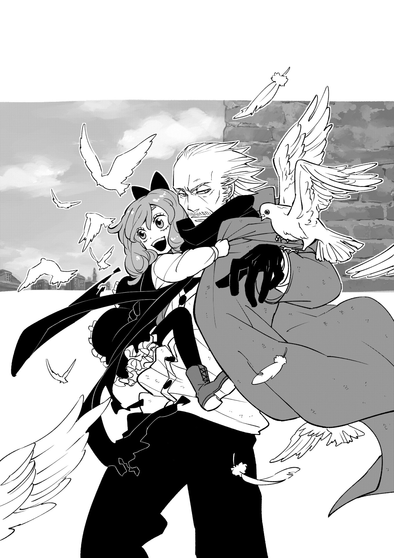 「路地裏バンチ」のモノクロカット。