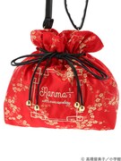 「らんま1/2 チャイナ柄巾着バッグ」のレッド。