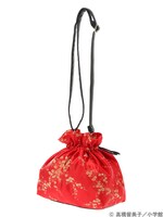 「らんま1/2 チャイナ柄巾着バッグ」のレッド。