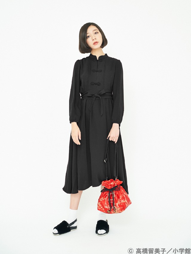 「らんま1/2 早乙女乱馬イメージワンピース」ブラックの着用イメージ。