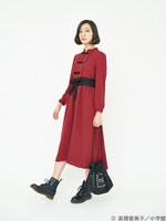 「らんま1/2 早乙女乱馬イメージワンピース」ボルドーの着用イメージ。