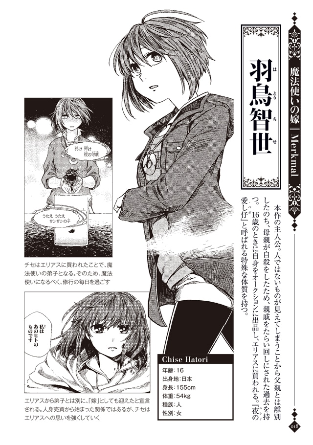 「魔法使いの嫁 公式原作ガイドブック Merkmal」より。