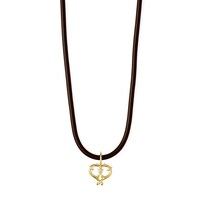 東⽅仗助モデルのネックレス（ハートマーク・革紐タイプ）。