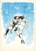「キャプテン翼」の複製原画。(c)高橋陽一／集英社