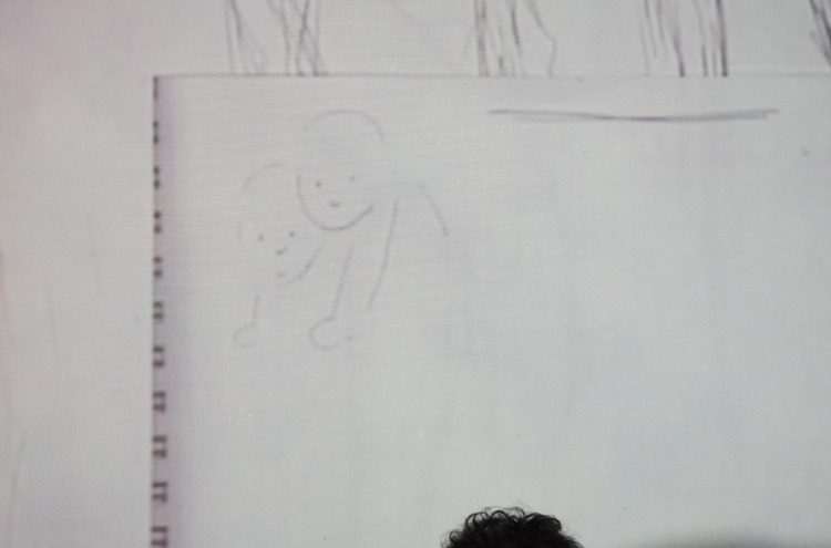山本氏がカチCOMIvol.2の表紙について、「こういう感じの絵をお願いしたい」と描いたイラスト。
