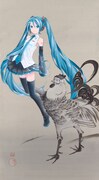 「初音ミク×若冲鶏」 illustration by iXima (c)Crypton Future Media, INC. www.piapro.net piapro (c)細見美術館