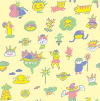 角裕美によるテレビアニメ「魔法陣グルグル」のテキスタイル。