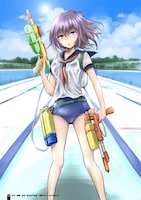 「白泉社即日デビューまんが賞」投稿者へプレゼントされた「練習用複製原画BOOK」に収録される「変女～変な女子高生 甘栗千子～」イラスト。