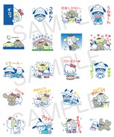 「ユーリ!!! on ICE×サンリオキャラクターズ」のLINEスタンプのラインナップ。