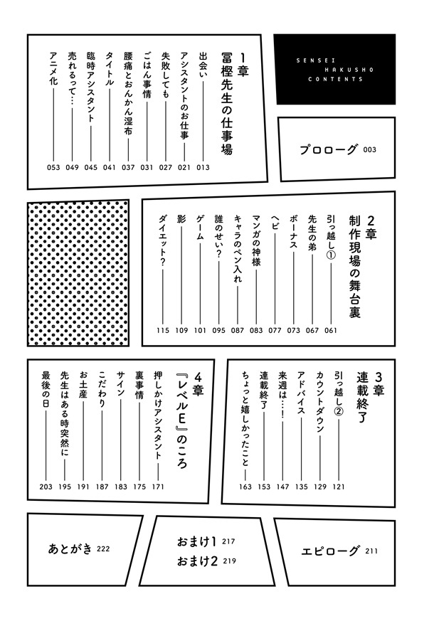 「先生白書」目次ページ