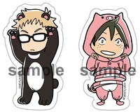 「ハイキュー!! ハロウィン in J-WORLD TOKYO」期間中、「売り切れ注意！坂ノ下商店アルバイト体験」でもらえるダイカットステッカー（全12種）。