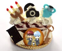「黒子と火神とテツヤ2号のホーンテッドハウスへようこそケーキ（ブルーベリーケーキ）」