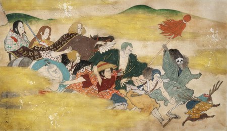 「ONE PIECE ART NUE 大覚寺『魔獣と姫と誓いの花』展」展示物一部。(c) 尾田栄一郎／集英社／京都麦わら道中記推進委員会