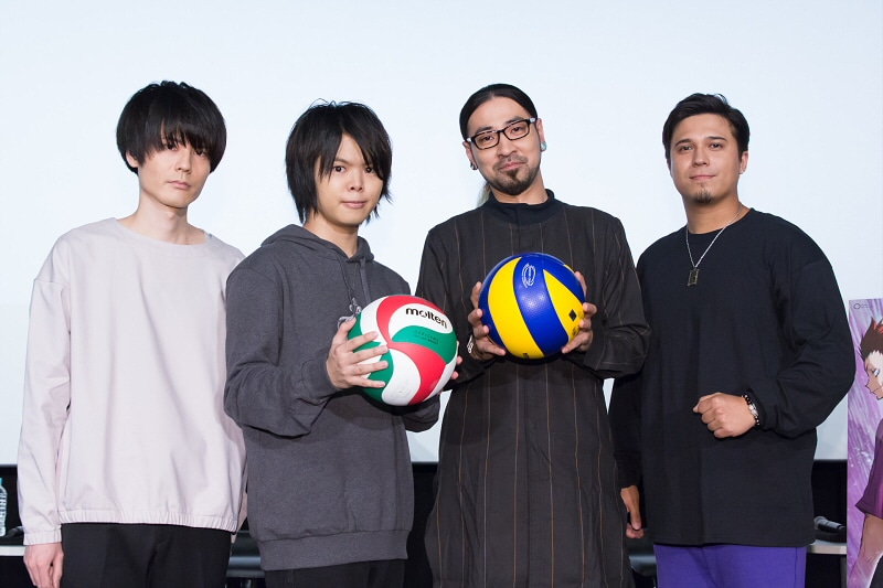 左から内山昂輝、村瀬歩、竹内良太、木村昴。