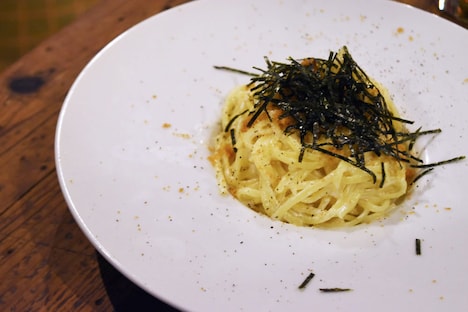 「フグの卵巣マヨパスタ」