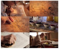 「ドラえもん浮世絵 東海道五十三次の内 蒲原」の制作風景。