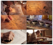 「ドラえもん浮世絵 東海道五十三次の内 蒲原」の制作風景。