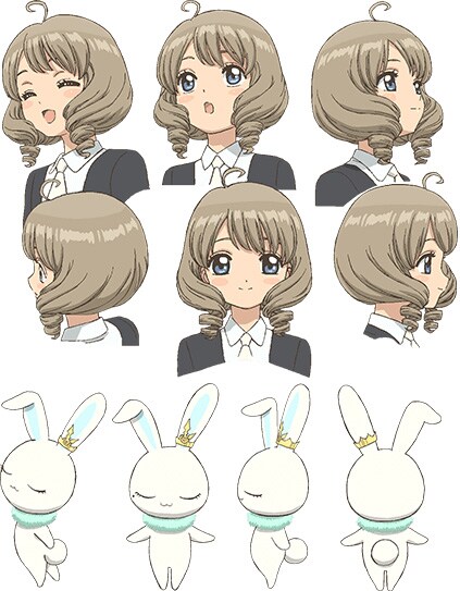 詩之本秋穂と秋穂のぬいぐるみ・モモのキャラクタービジュアル。