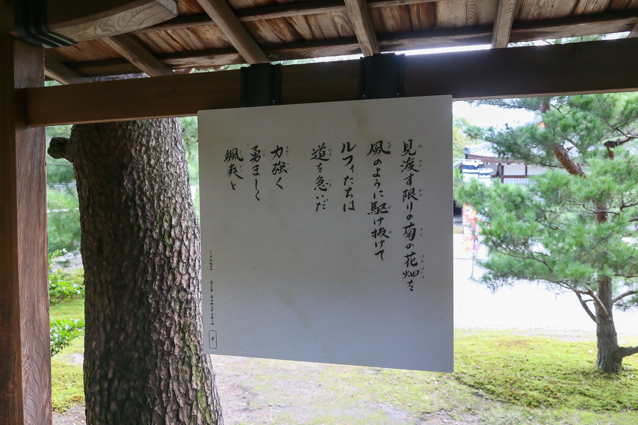 「ONE PIECE ART NUE 大覚寺『魔獣と姫と誓いの花』展」の展示。(c)尾田栄一郎/集英社/京都麦わら道中記推進委員会