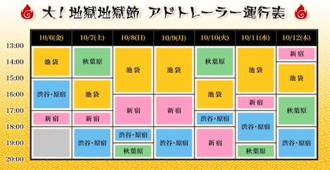 アドトレーラーの運行リスト。