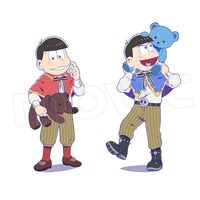 6つ子の描き下ろしイラスト。左からおそ松、カラ松。