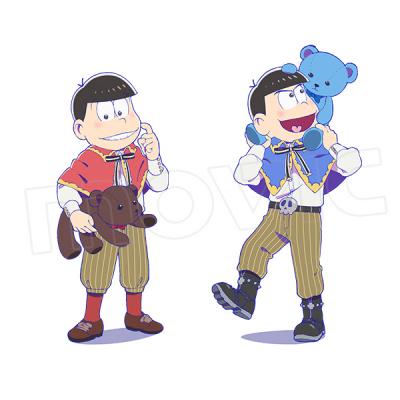 6つ子の描き下ろしイラスト。左からおそ松、カラ松。