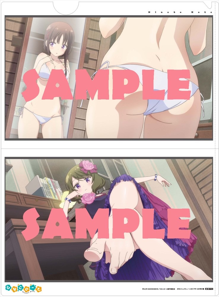 月刊コミックキューン12月号付録のアニメ「ひなこのーと」両面クリアファイル。