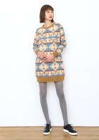 レディス ロングスリーブ スウェットワンピース（フクロウ）