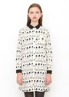 レディス ハイネック ロングスリーブ シャツワンピース（ダンシング）