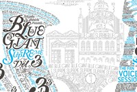 東京・JR渋谷駅の山手線内回りホームに掲出されている「『BLUE GIANT』&『BLUE GIANT SUPREME』THE FAN VOICE SESSION」ポスター。