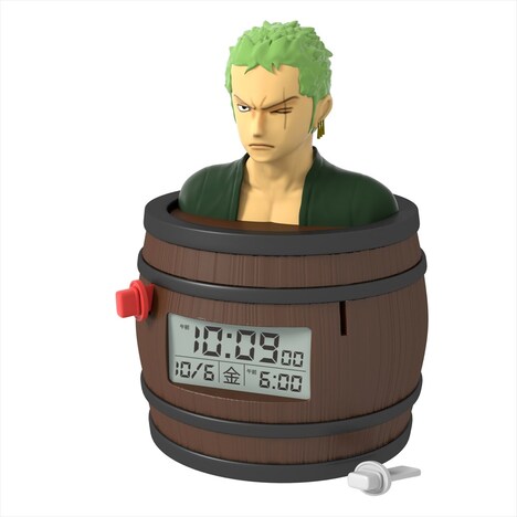 「“ゾロ”鬼気『一発』目覚まし時計」。3本の刀を刺さないとアラームが止まらない。