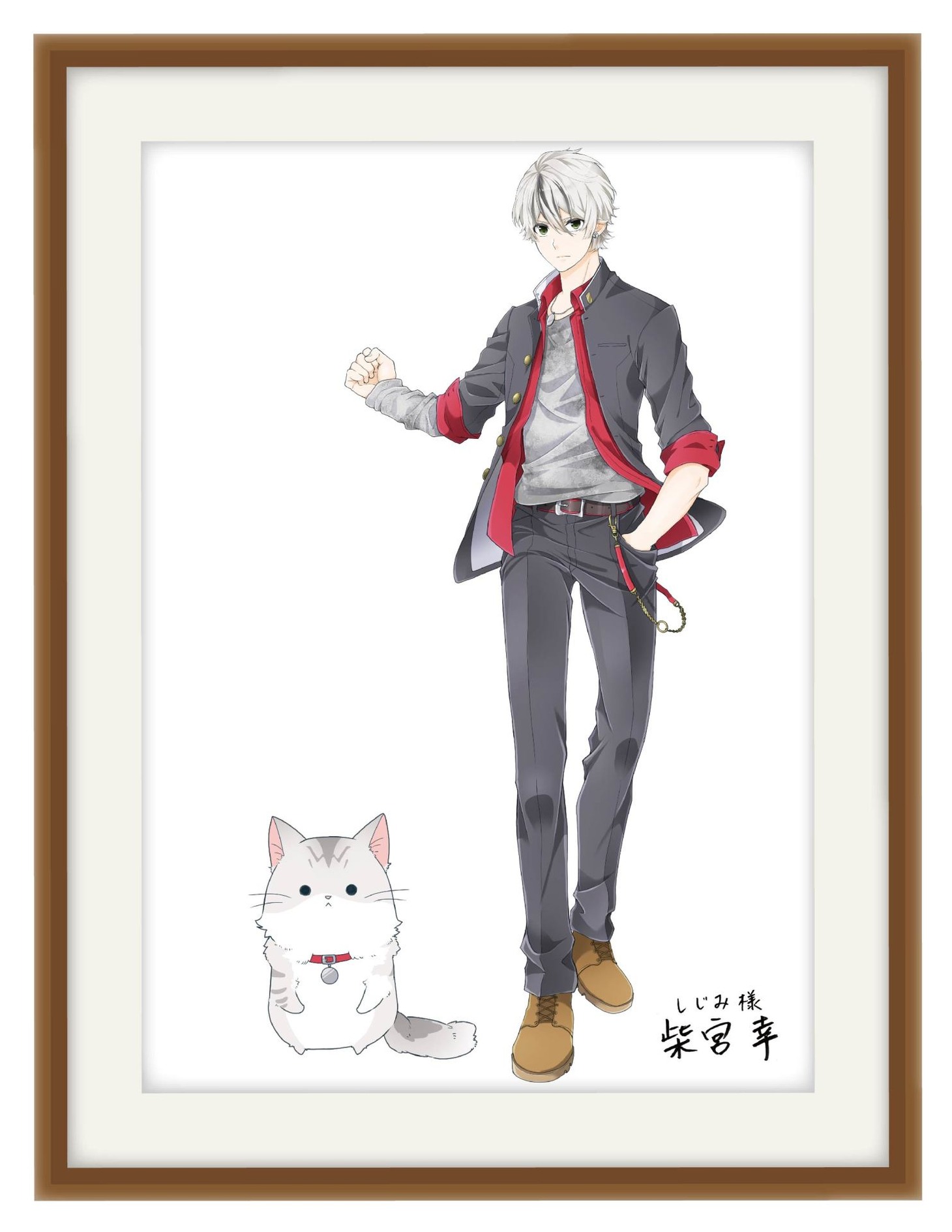 「ねこ男子 ニャンキーハイスクール あなたのねこちゃんをねこ男子化」イラスト化された猫の一例。