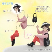 「着せ替えのフチ子」組み立て例。