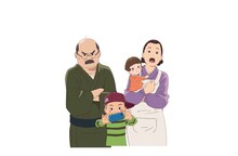 窪之内英策による、磯野家のキャラクター設定画。