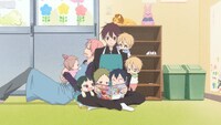アニメ「学園ベビーシッターズ」第1話の場面カット。