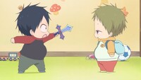 アニメ「学園ベビーシッターズ」第1話の場面カット。