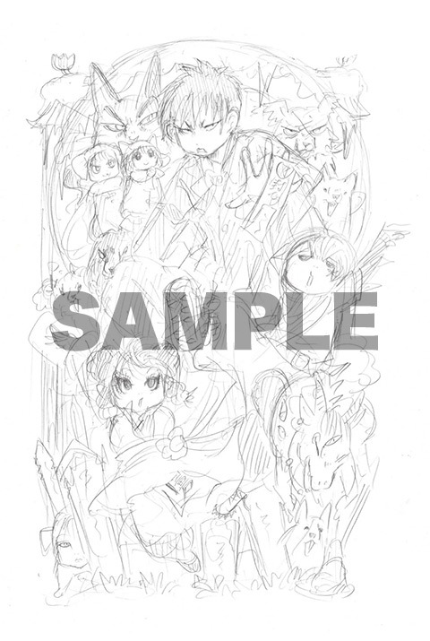 下巻の封入特典「つやつや地獄！原作者・江口夏実描きおろしミニメタルポスター」イラストラフ。