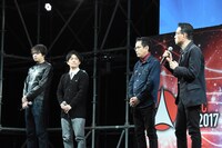 左から清水栄一、下口智裕、神山健治監督、荒牧伸志監督。