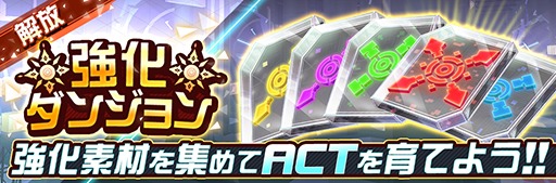リリース記念の「強化ダンジョン」解放告知バナー。