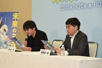 映画「未来のミライ」発表記者会見の様子。