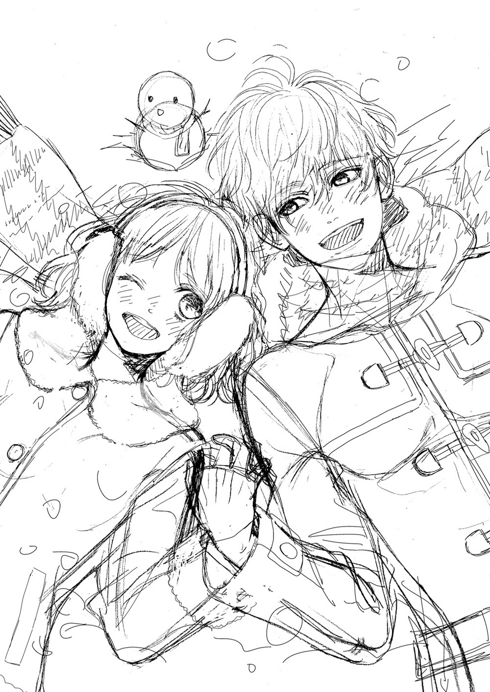 別冊フレンド2018年1月号の表紙イラスト下絵。