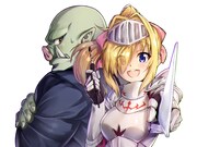 「オーク編集と女騎士マンガ家さん」イラスト。