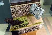 「ガールズ＆パンツァー博覧会」展示エリアのジオラマ。