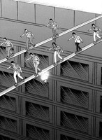 マンガで登場した「鉄鋼渡り」のシーン。(c)福本伸行/講談社