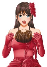 「マンガ肉」のため高尾じんぐが描いたカラーカット。