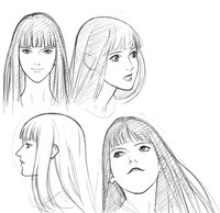 恩田尚之によるカホのキャラクターイメージラフ。