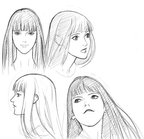 恩田尚之によるカホのキャラクターイメージラフ。